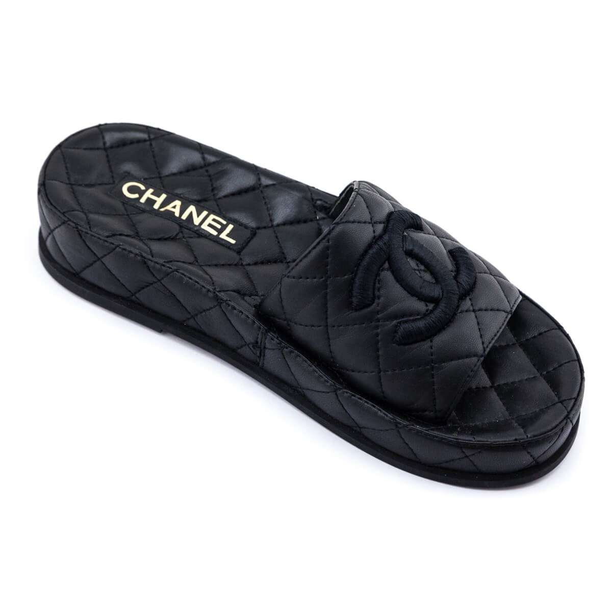 Chanel Black Quilted Lambskin CC Slides Size US 6 | EU 36 - Replica Handbag 
 - Replica Handbags 
Best Quality
 Designer Handbags 
Preloved Fashions