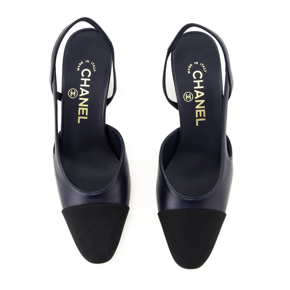 Chanel Navy Leather 
Black Cap Toe CC Slingback Pumps Size US 6 | EU 36 - Replica Handbag 
 - Replica Handbags 
Best Quality
 Designer Handbags 
Preloved Fashions