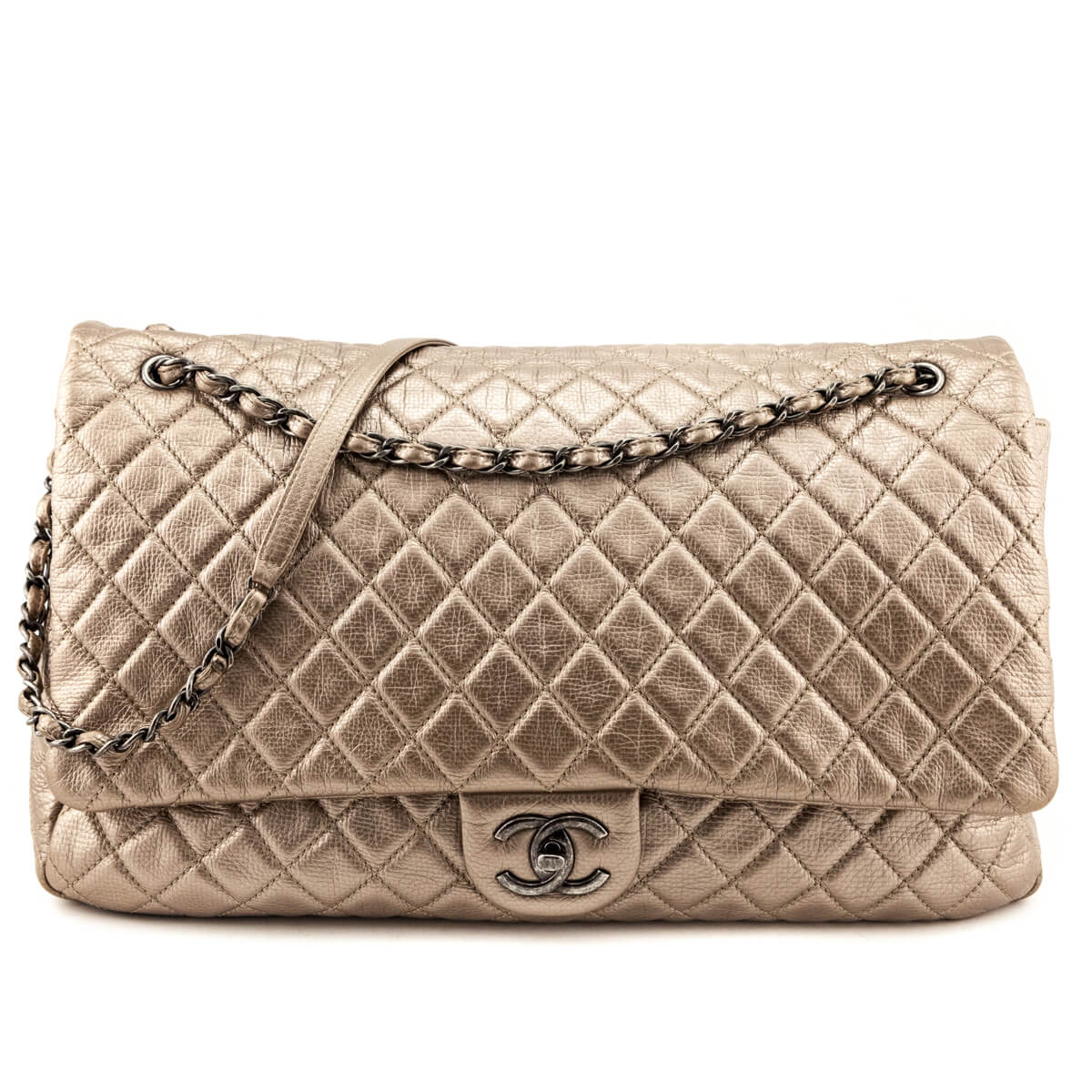 Chanel Pale Gold Metallic Calfskin Quilted XXL Travel Flap Bag - Replica Handbag 
 - Replica Handbags 
Best Quality
 Designer Handbags 
Preloved Fashions