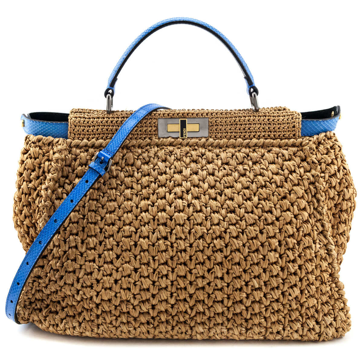 Fendi Beige Raffia 
Blue Snakeskin Large Peekaboo Bag - Replica Handbag 
 - Replica Handbags 
Best Quality
 Designer Handbags 
Preloved Fashions