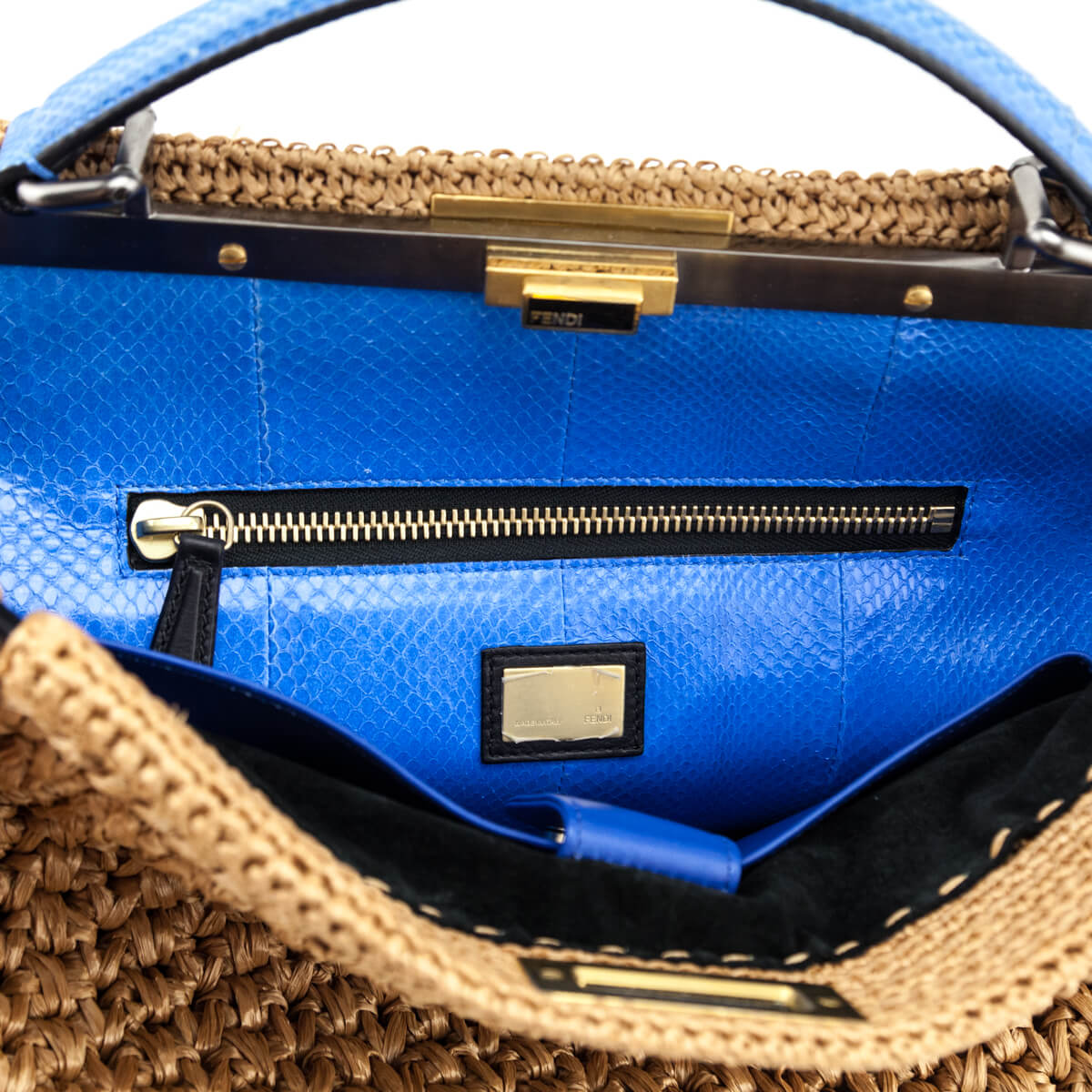 Fendi Beige Raffia 
Blue Snakeskin Large Peekaboo Bag - Replica Handbag 
 - Replica Handbags 
Best Quality
 Designer Handbags 
Preloved Fashions