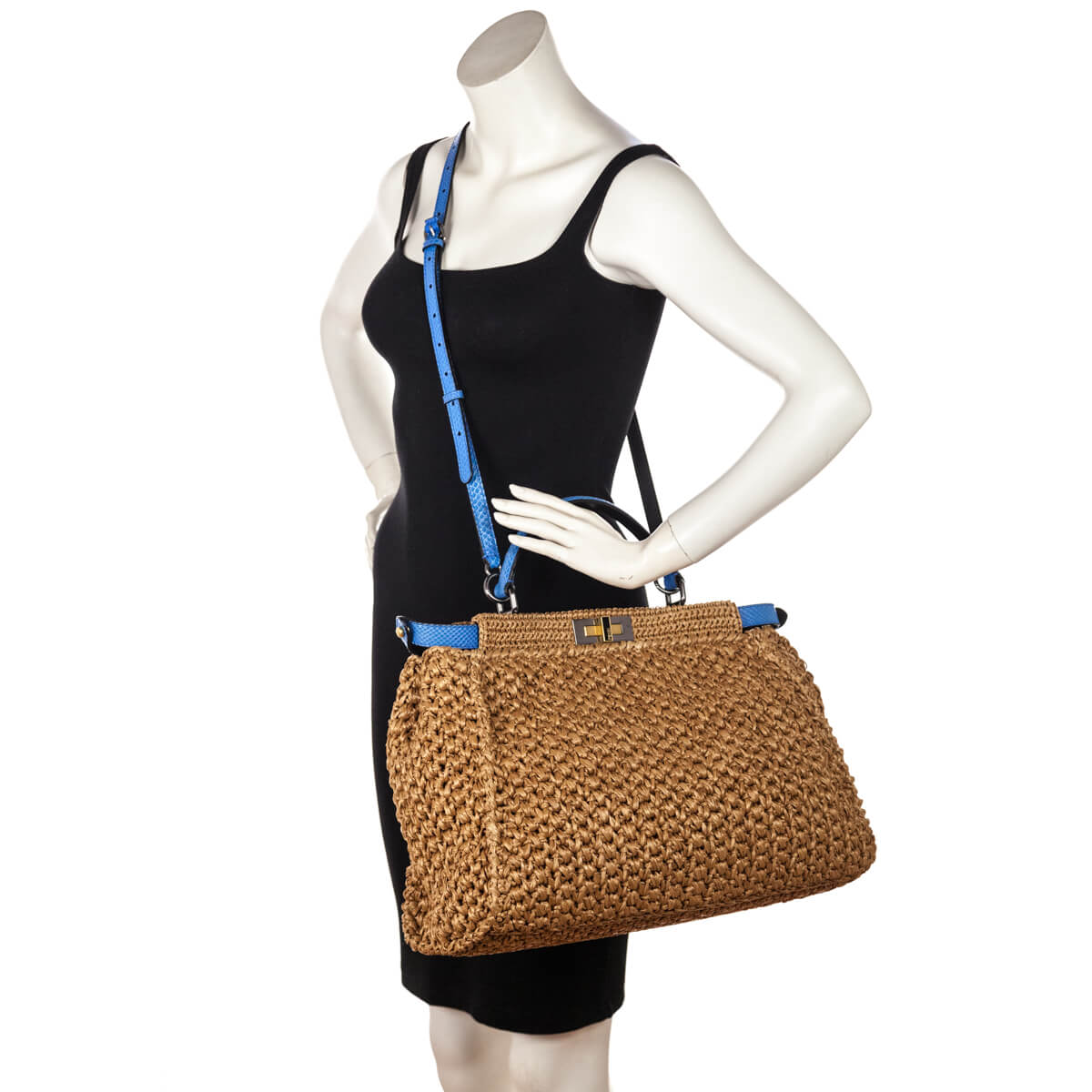 Fendi Beige Raffia 
Blue Snakeskin Large Peekaboo Bag - Replica Handbag 
 - Replica Handbags 
Best Quality
 Designer Handbags 
Preloved Fashions