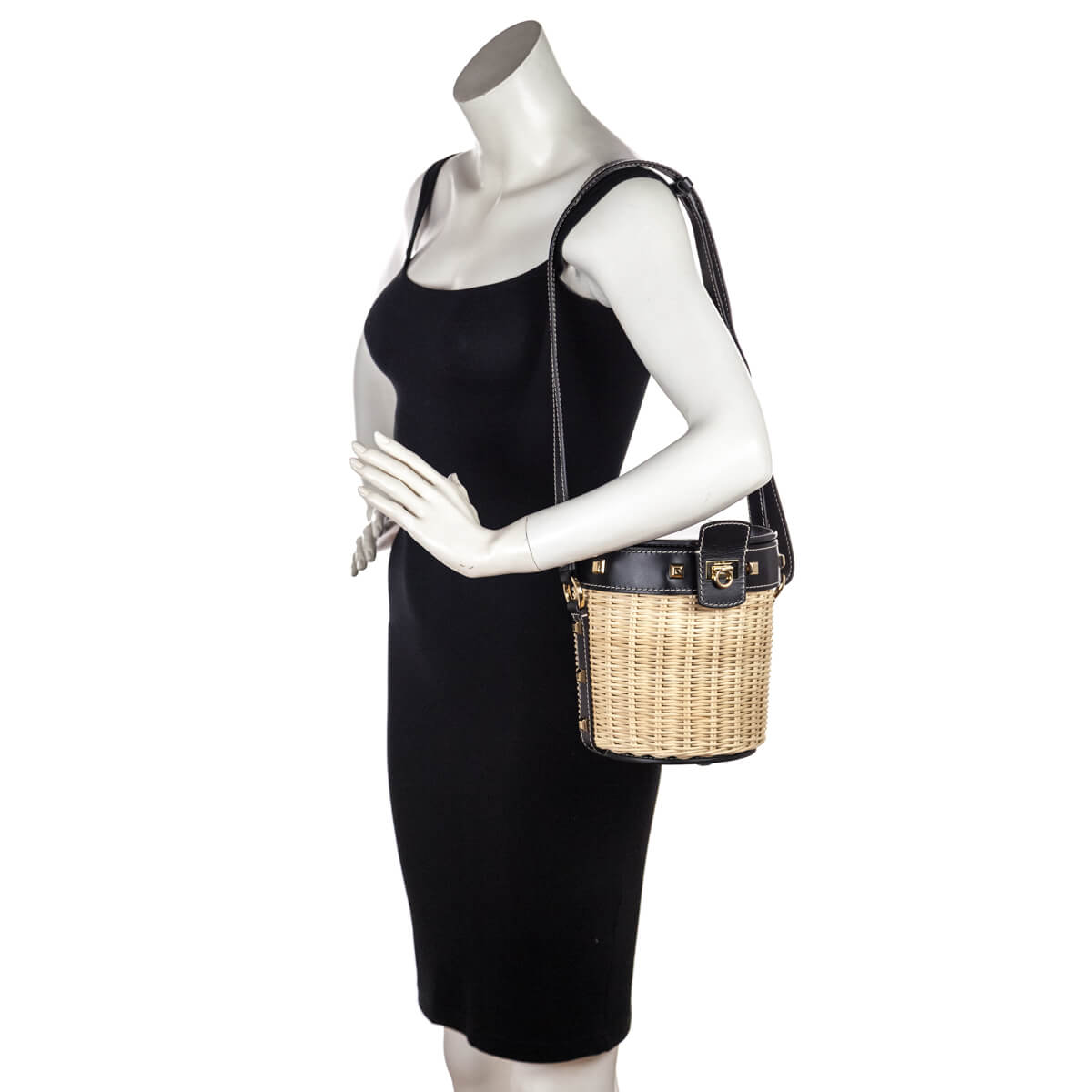 Ferragamo Black 
Wicker Gancini Bucket Bag - Replica Handbag 
 - Replica Handbags 
Best Quality
 Designer Handbags 
Preloved Fashions