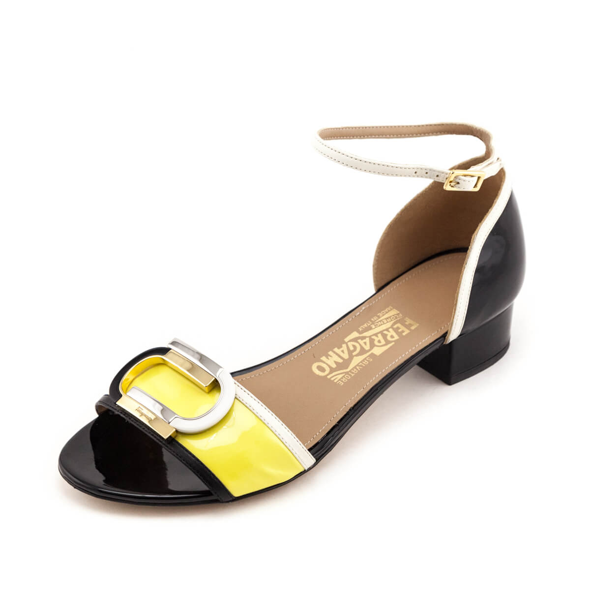 Ferragamo Black 
Yellow Patent Glenn Sandals Size US 7.5 | IT 37.5 - Replica Handbag 
 - Replica Handbags 
Best Quality
 Designer Handbags 
Preloved Fashions