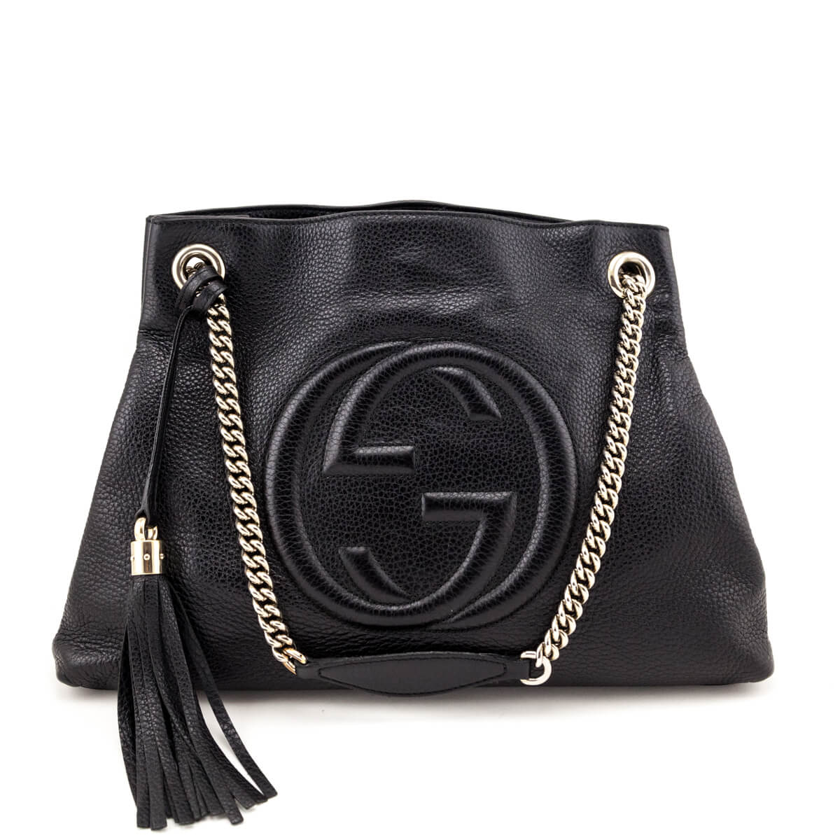 Gucci Black Pebbled Calfskin Medium Soho Chain Shoulder Bag - Replica Handbag 
 - Replica Handbags 
Best Quality
 Designer Handbags 
Preloved Fashions