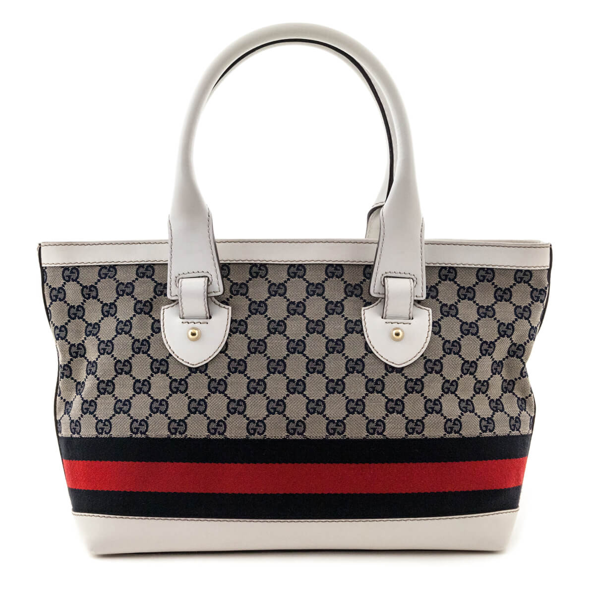 Gucci White 
Navy Monogram Web Tote - Replica Handbag 
 - Replica Handbags 
Best Quality
 Designer Handbags 
Preloved Fashions