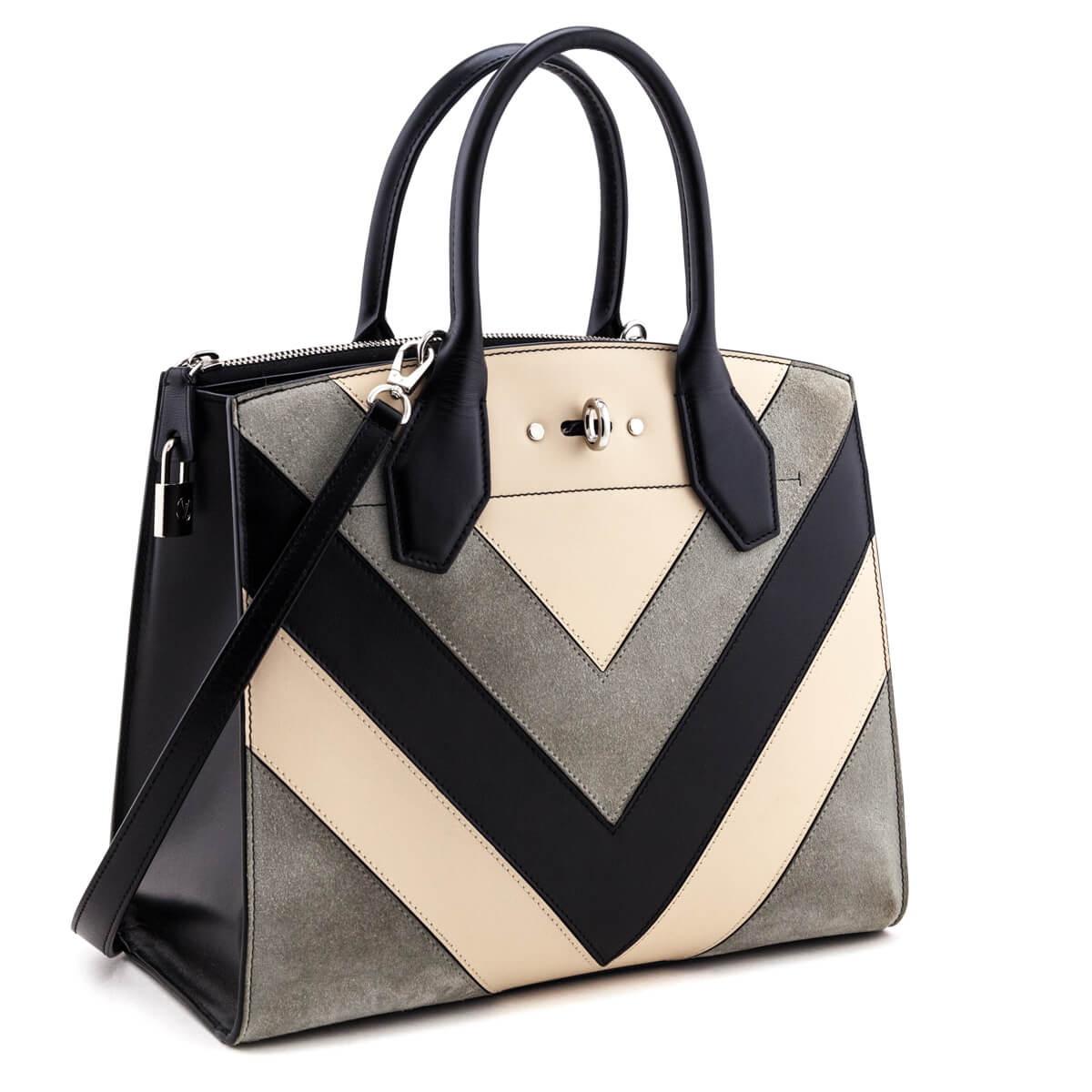 Louis Vuitton Tri-Color Calfskin 
Suede Chevron City Steamer MM - Replica Handbag 
 - Replica Handbags 
Best Quality
 Designer Handbags 
Preloved Fashions