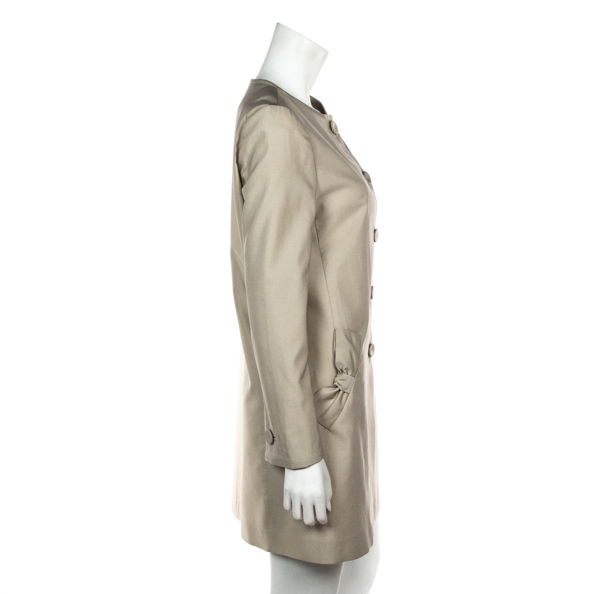 Prada Beige Silk Collarless Coat Size L - Replica Handbag 
 - Replica Handbags 
Best Quality
 Designer Handbags 
Preloved Fashions