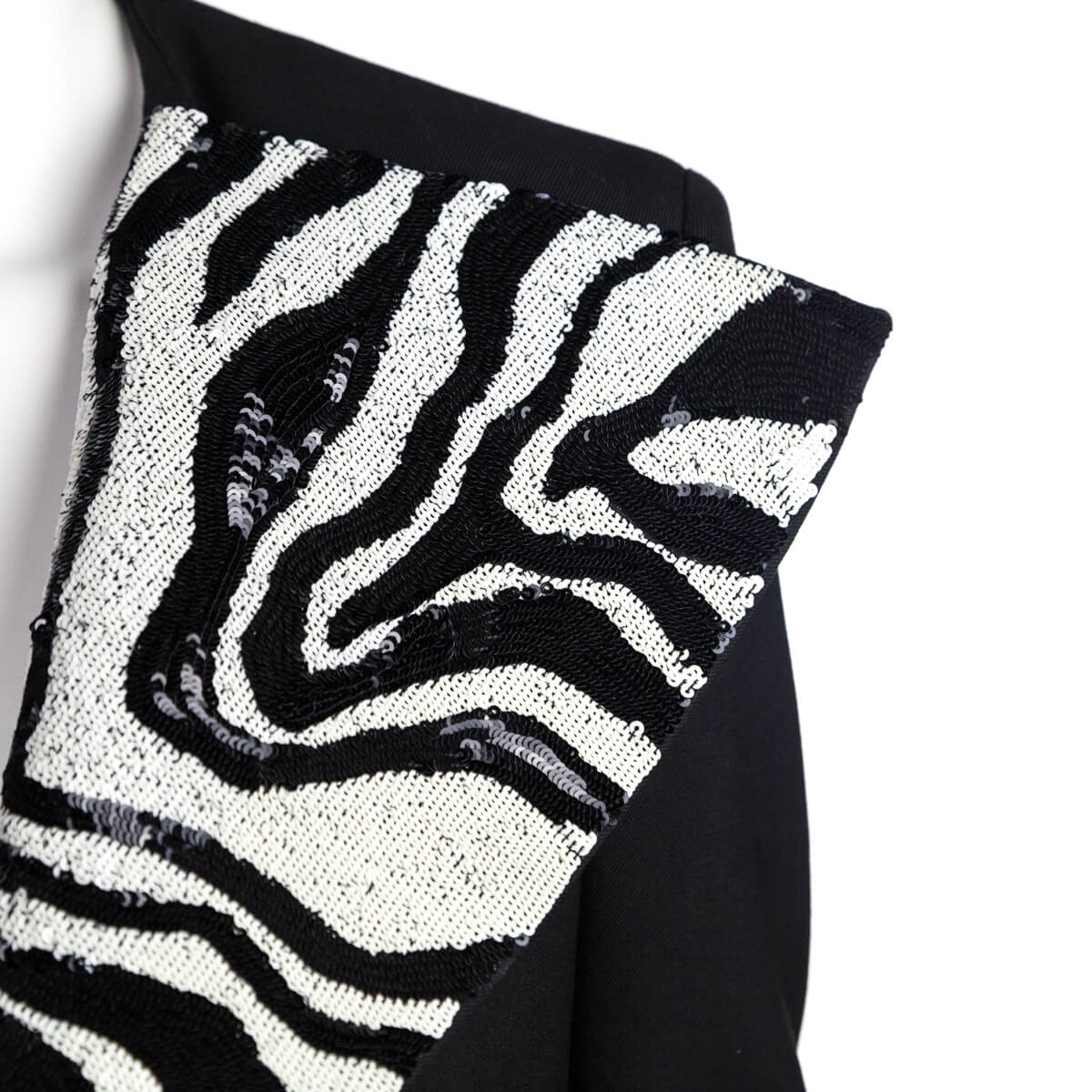 Saint Laurent Black 
White Zebra Sequin Jacket Size M | FR 38 - Replica Handbag 
 - Replica Handbags 
Best Quality
 Designer Handbags 
Preloved Fashions