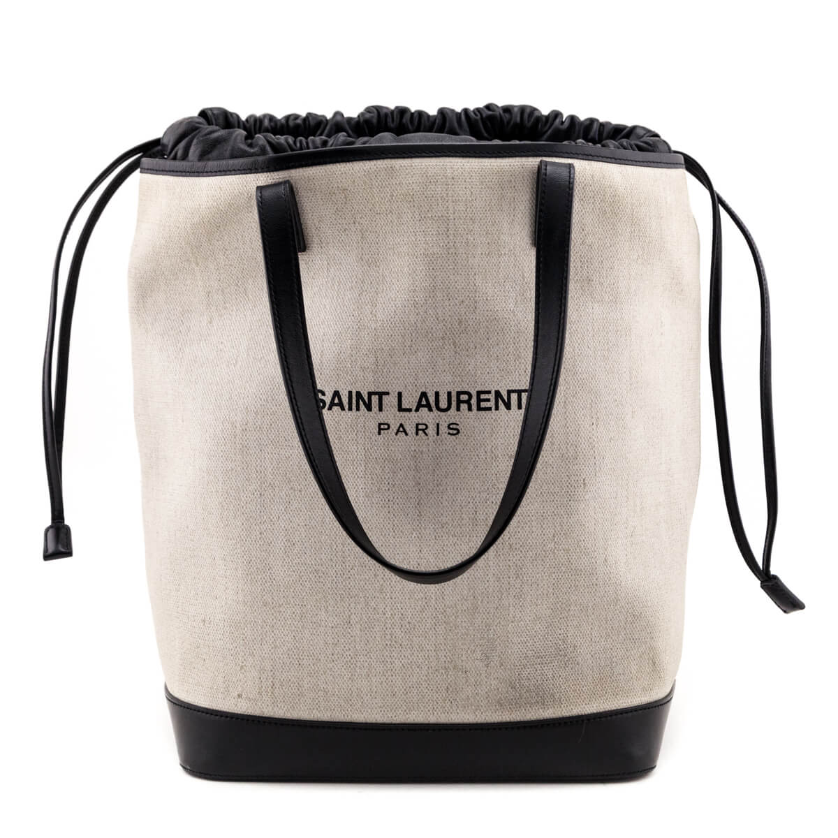 Saint Laurent Ivory Canvas 
Black Calfskin Teddy Drawstring Shopping Tote - Replica Handbag 
 - Replica Handbags 
Best Quality
 Designer Handbags 
Preloved Fashions