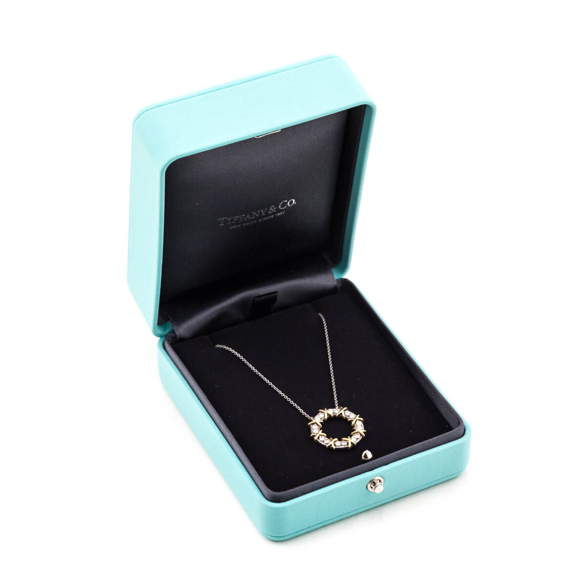 Tiffany 
Co. Platinum 
18K Gold Diamond Schlumberger Sixteen Stone Circle Pendant Necklace - Replica Handbag 
 - Replica Handbags 
Best Quality
 Designer Handbags 
Preloved Fashions