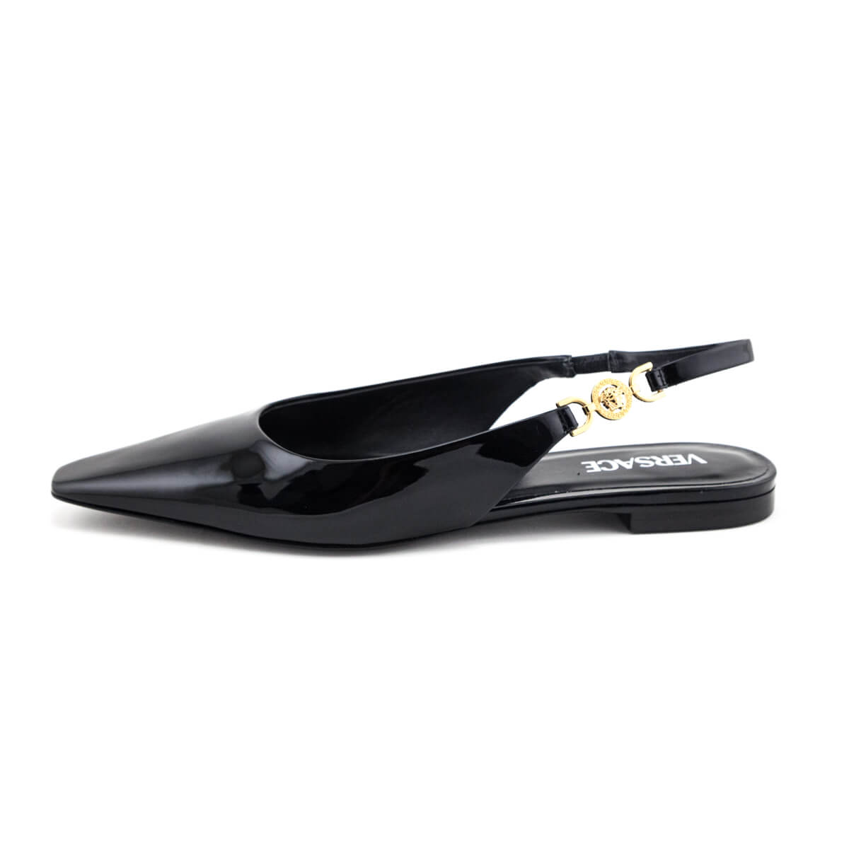 Versace Black Patent Medusa-Plaque Slingback Ballet Flats Size US 11 | IT 41  - Replica Handbag 
 - Replica Handbags 
Best Quality
 Designer Handbags 
Preloved Fashions