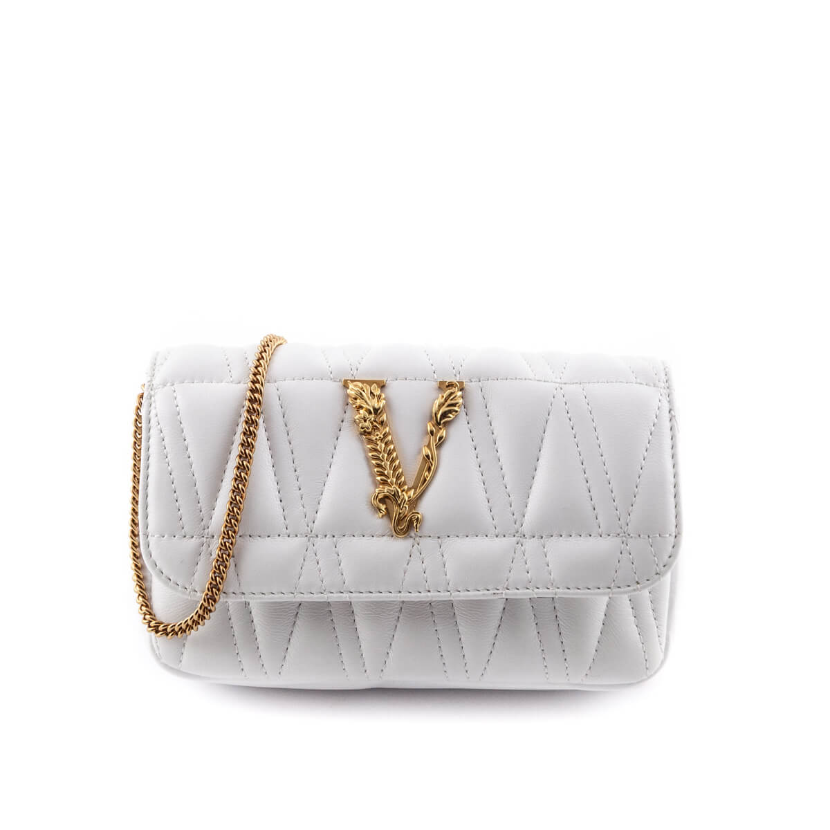 Versace White Quilted Lambskin Virtus Mini Shoulder Bag - Replica Handbag 
 - Replica Handbags 
Best Quality
 Designer Handbags 
Preloved Fashions