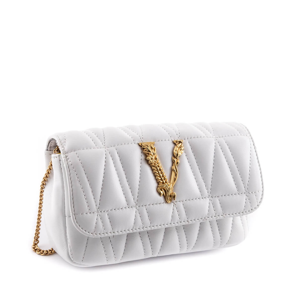 Versace White Quilted Lambskin Virtus Mini Shoulder Bag - Replica Handbag 
 - Replica Handbags 
Best Quality
 Designer Handbags 
Preloved Fashions