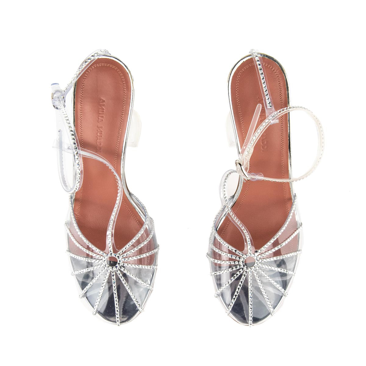 Amina Muaddi Clear PVC Crystal Embellished T-Bar Pumps Size US 6 | EU 36 - Replica Handbag 
 - Replica Handbags 
Best Quality
 Designer Handbags 
Preloved Fashions