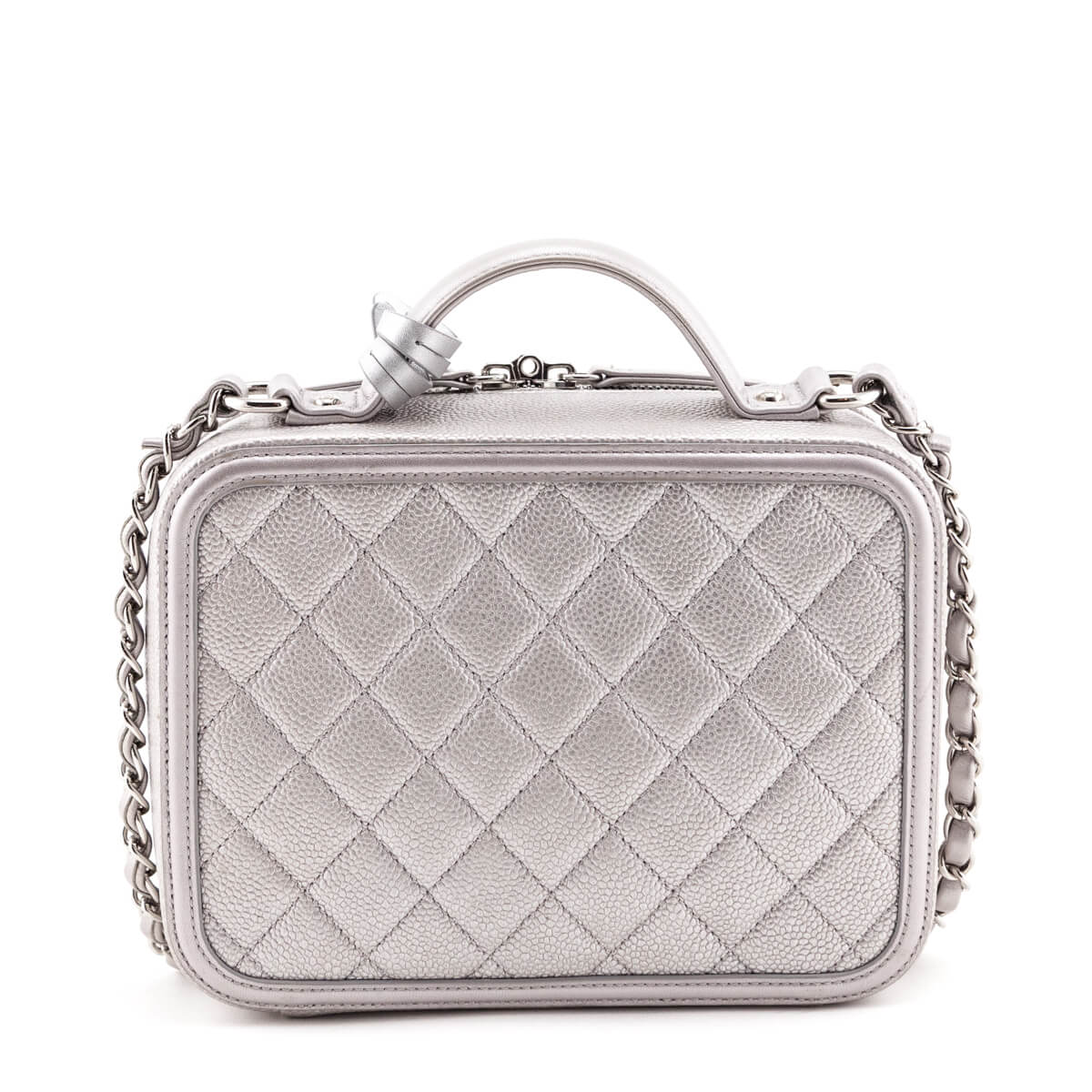 Chanel Metallic Silver Caviar Quilted Medium CC Filigree Vanity Case - Replica Handbag 
 - Replica Handbags 
Best Quality
 Designer Handbags 
Preloved Fashions