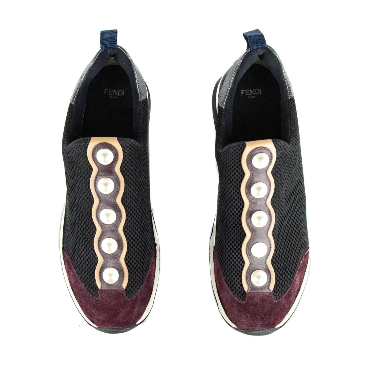 Fendi Black 
Burgundy Mesh Pearl Technical Slip On Sneakers Size US 11 | EU 41 - Replica Handbag 
 - Replica Handbags 
Best Quality
 Designer Handbags 
Preloved Fashions