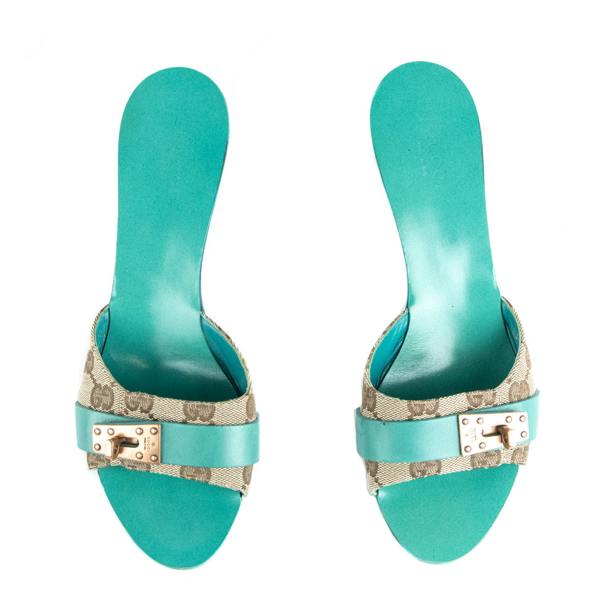 Gucci Turquoise 
GG Canvas Slide Sandals Size US 7.5 | EU 37.5 - Replica Handbag 
 - Replica Handbags 
Best Quality
 Designer Handbags 
Preloved Fashions