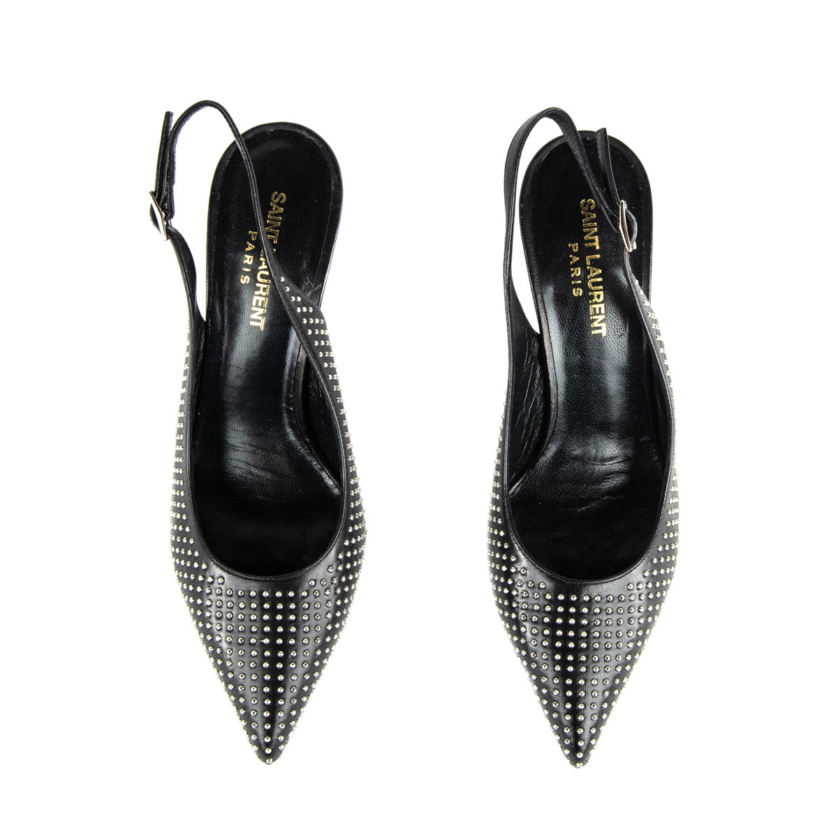 Saint Laurent Black Paril Studded Slingback 90 Pumps Size US 7 | EU 37 - Replica Handbag 
 - Replica Handbags 
Best Quality
 Designer Handbags 
Preloved Fashions