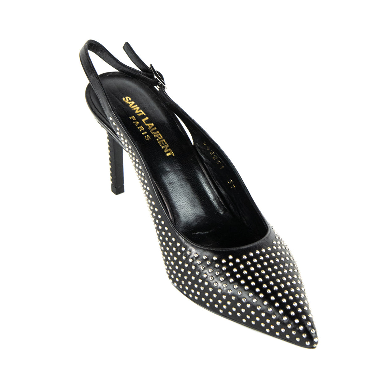 Saint Laurent Black Paril Studded Slingback 90 Pumps Size US 7 | EU 37 - Replica Handbag 
 - Replica Handbags 
Best Quality
 Designer Handbags 
Preloved Fashions