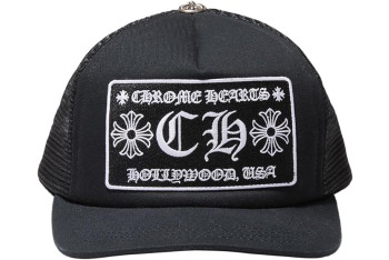 CHROME HEARTS CH HOLLYWOOD TRUCKER HAT BLACK/BLACK 