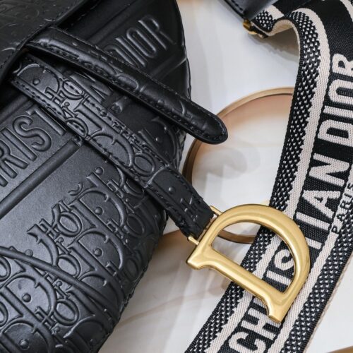 High Quality Luxury Dior Saddle Bag With Strap Black Dior Oblique Embossed Calfskin product detail