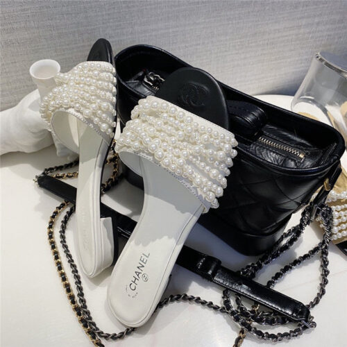 High Quality Luxury Chanel Pearl Slippers Shoes Fake Shoes product detail
