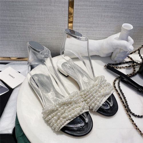 High Quality Luxury Chanel Pearl Slippers Shoes Fake Shoes