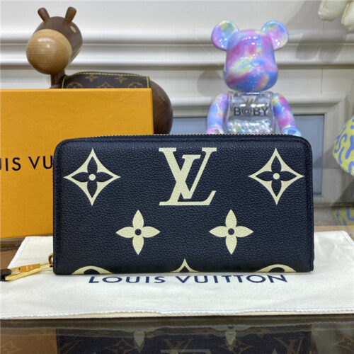 High Quality Luxury Louis Vuitton Zippy Wallet Black/Beige