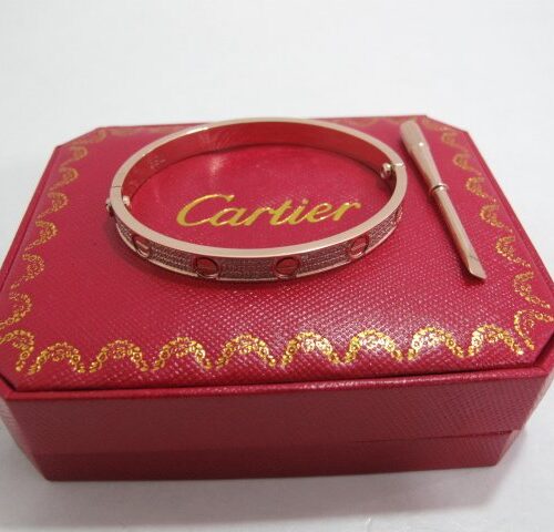 High Quality Luxury Cartier Love Bracelet Rose Gold Full Diamonds