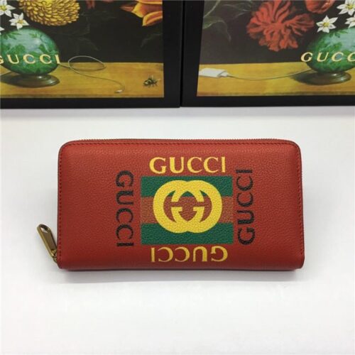 High Quality Luxury Gucci Print Leather Zip Around Wallet (Varied Colors) product detail