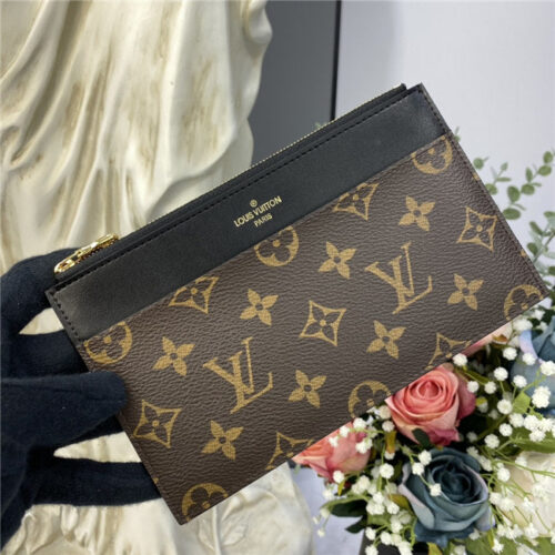 High Quality Luxury Louis Vuitton Slim Purse Monogram Brown