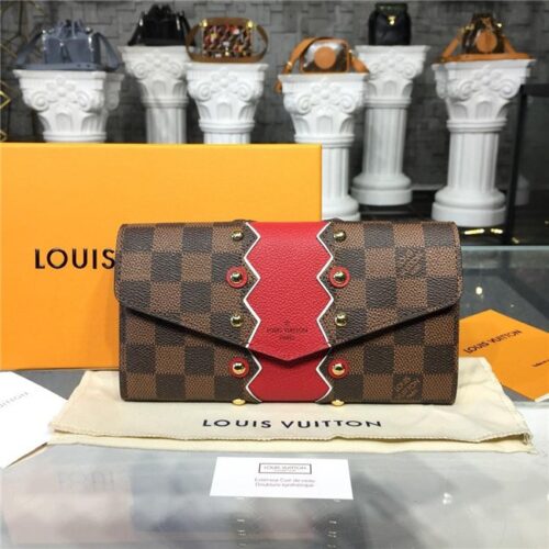 High Quality Luxury Louis Vuitton Sarah Wallet Damier Ebene Canvas