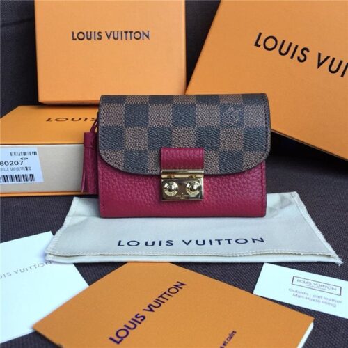 High Quality Luxury Louis Vuitton Croisette Compact Wallet Damier Ebene Lie De Vin product detail