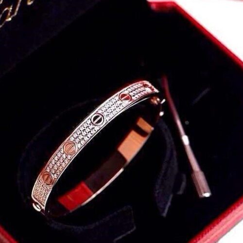 High Quality Luxury Cartier Love Bracelet Silver Full Diamonds