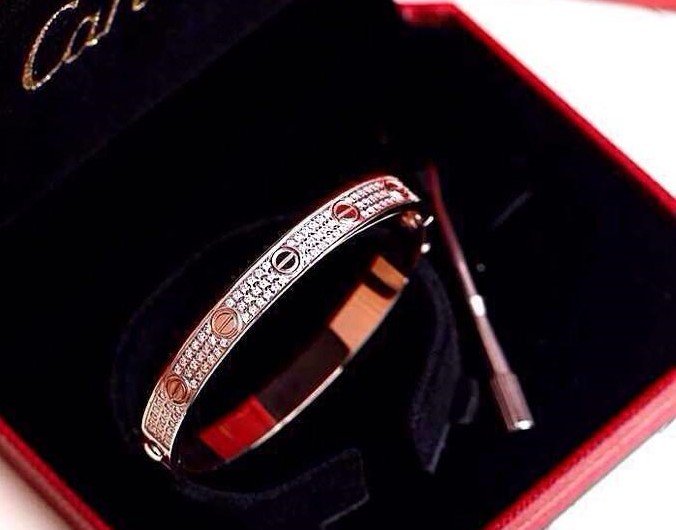 High Quality Luxury Cartier Love Bracelet Silver Full Diamonds