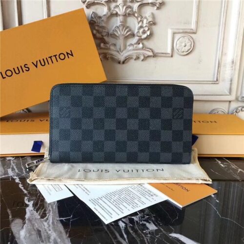 High Quality Luxury Louis Vuitton Zippy Organizer Damier Graphite Canvas
