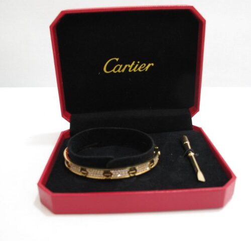 High Quality Luxury Cartier Love Bracelet Yellow Gold Full Diamonds