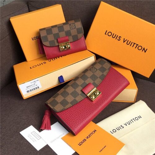 High Quality Luxury Louis Vuitton Croisette Compact Wallet Damier Ebene Lie De Vin product detail