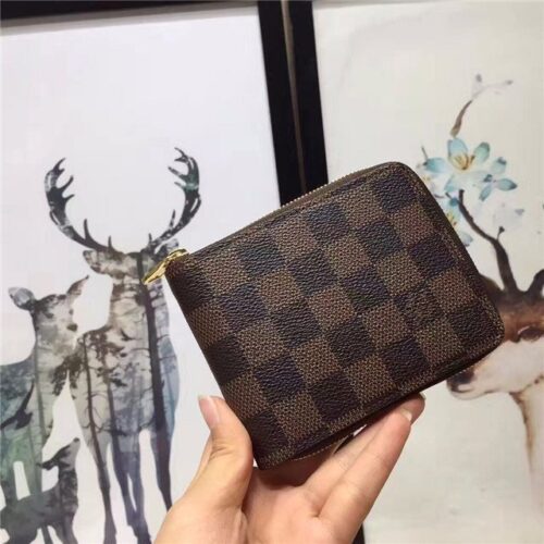 High Quality Luxury Louis Vuitton Zip Compact Wallet (Damier Ebene)