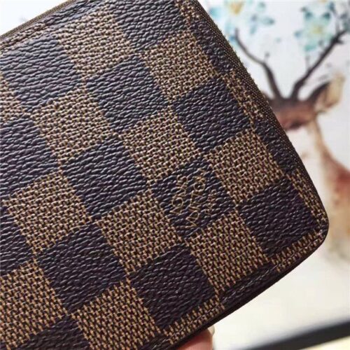 High Quality Luxury Louis Vuitton Zip Compact Wallet (Damier Ebene) alternate view