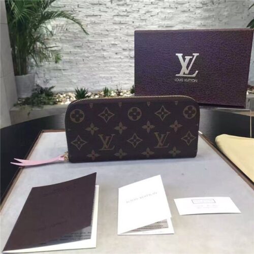 High Quality Luxury Louis Vuitton Monogram Clemence Wallet Rose Ballerine