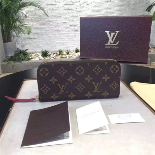 High Quality Luxury Louis Vuitton Monogram Clemence Wallet Fuchsia