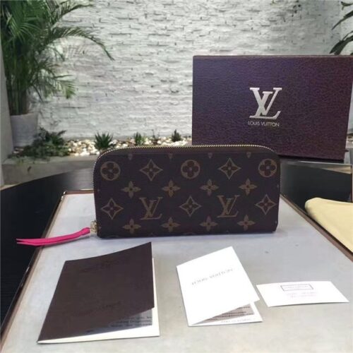 High Quality Luxury Louis Vuitton Monogram Clemence Wallet Hot Pink