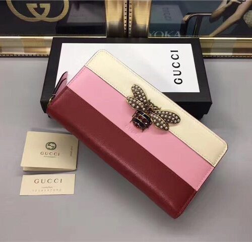 High Quality Luxury Gucci Queen Margaret Leather Zip Around Wallet (Varied Colors) product detail