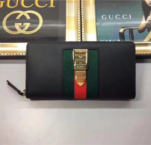 High Quality Luxury Gucci Sylvie Leather Zip Around Wallet (Varied Colors)