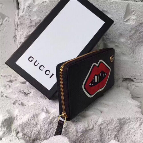 High Quality Luxury Gucci Leather Zip Around Wallet With Mouth (2 Colors) alternate view