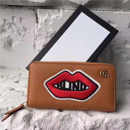 High Quality Luxury Gucci Leather Zip Around Wallet With Mouth (2 Colors) product detail