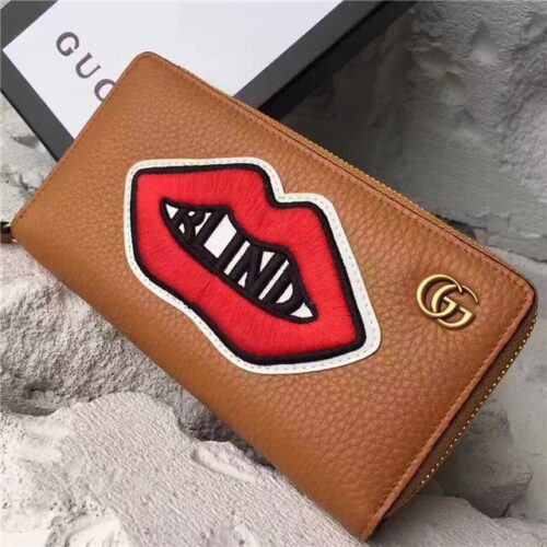 High Quality Luxury Gucci Leather Zip Around Wallet With Mouth (2 Colors) product detail