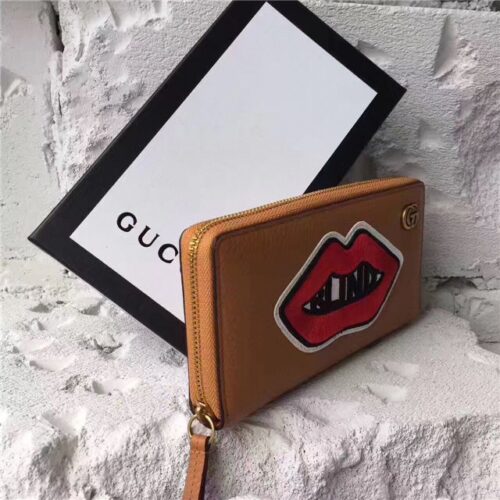High Quality Luxury Gucci Leather Zip Around Wallet With Mouth (2 Colors) product detail